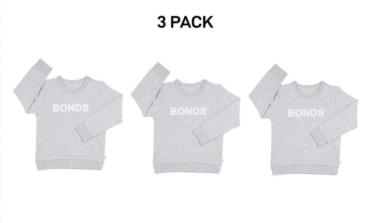 Bonds Baby Tech Sweats Pullover Ultimate Warm Comfort Sporty Style 3 Pack KVQTA