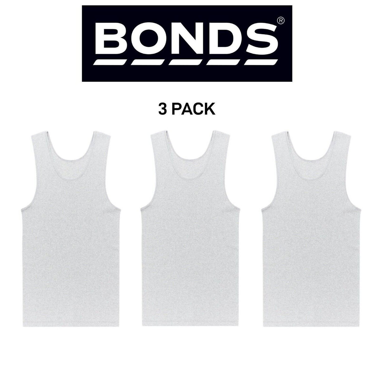 Bonds Mens Chesty Cotton Singlets Underwear Singlet Ribbed Cotton 3 Pack M757P