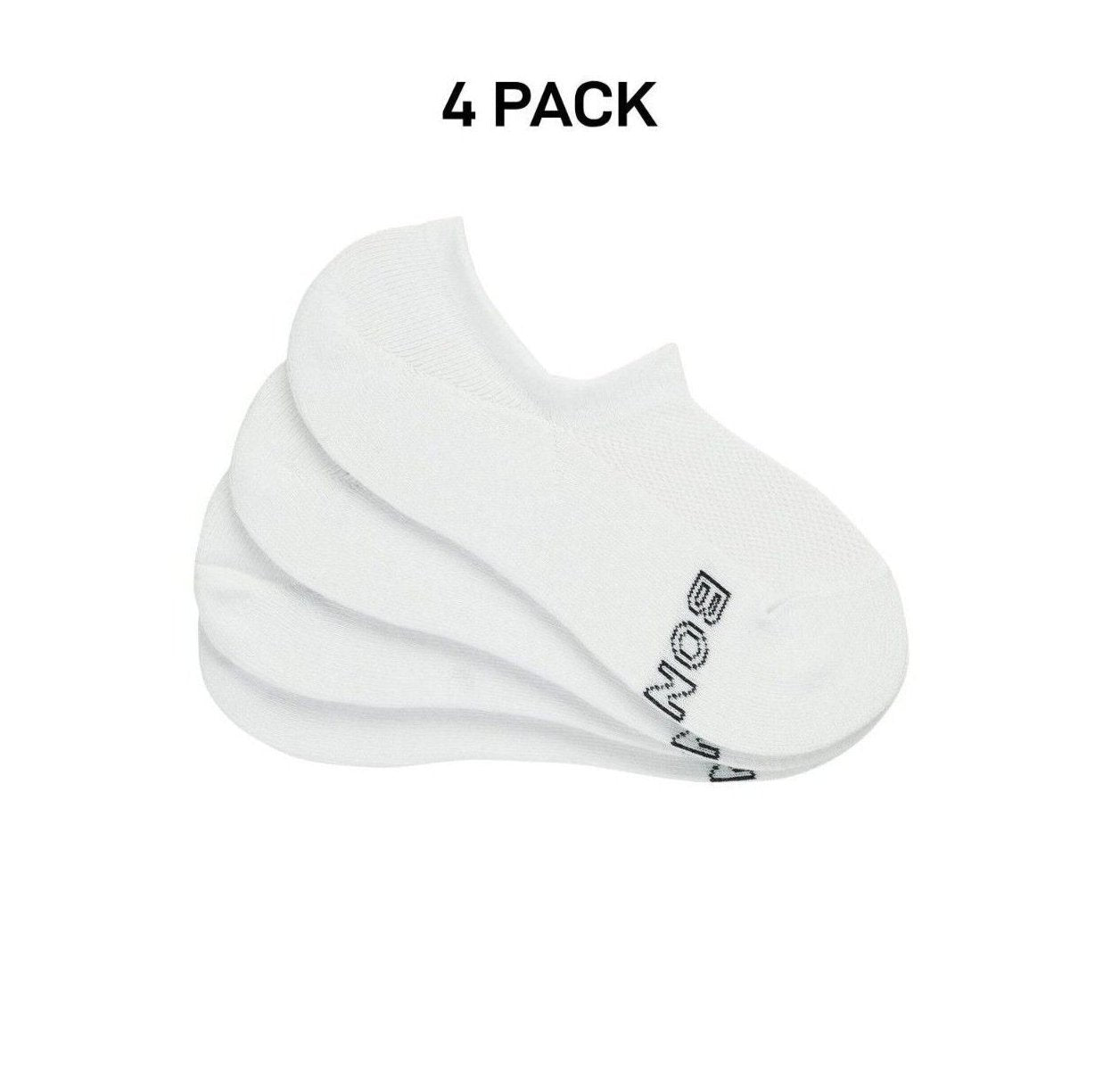 Bonds Mens Logo Light Sneaker Socks Cotton Breathable Mesh Panels 4 Pack SXKP4N