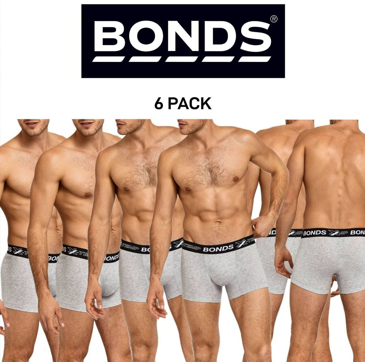 Bonds Mens X-Temp Trunk Flat Stitching Lasting Durability & Comfort 6 Pack MXEJA