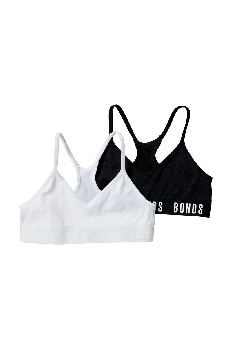 Bonds Girls Super Stretchies Racer Crop Double Layered Front 2 Pack UXNK2A