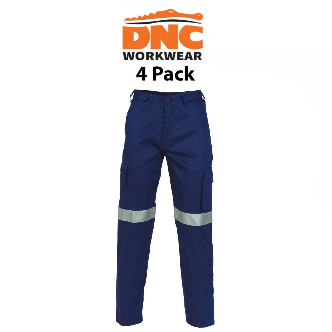 DNC Workwear Mens 4 Packs Lightweight Cotton Cargo Pants 3M R/Tape 3326