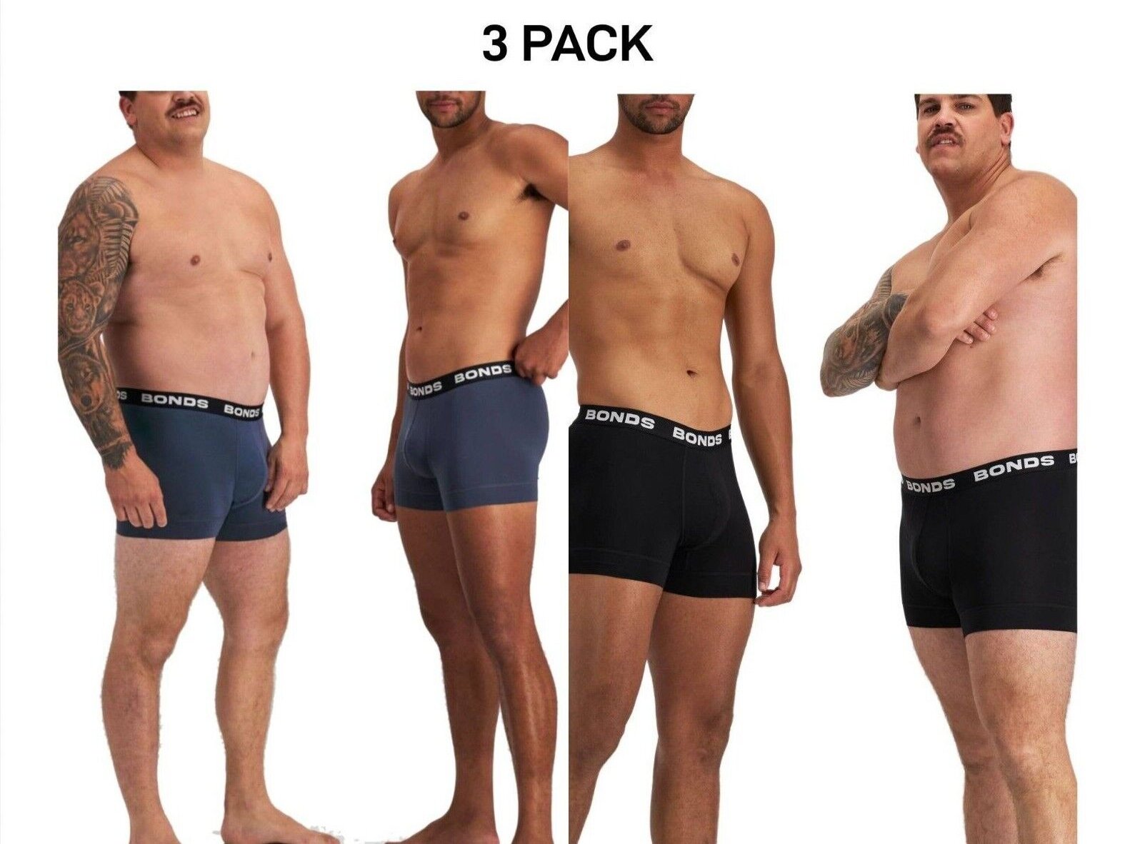 Bonds Mens Total Package Trunk Super Soft Breathable Viscose Bamboo 3 Pack MWKV