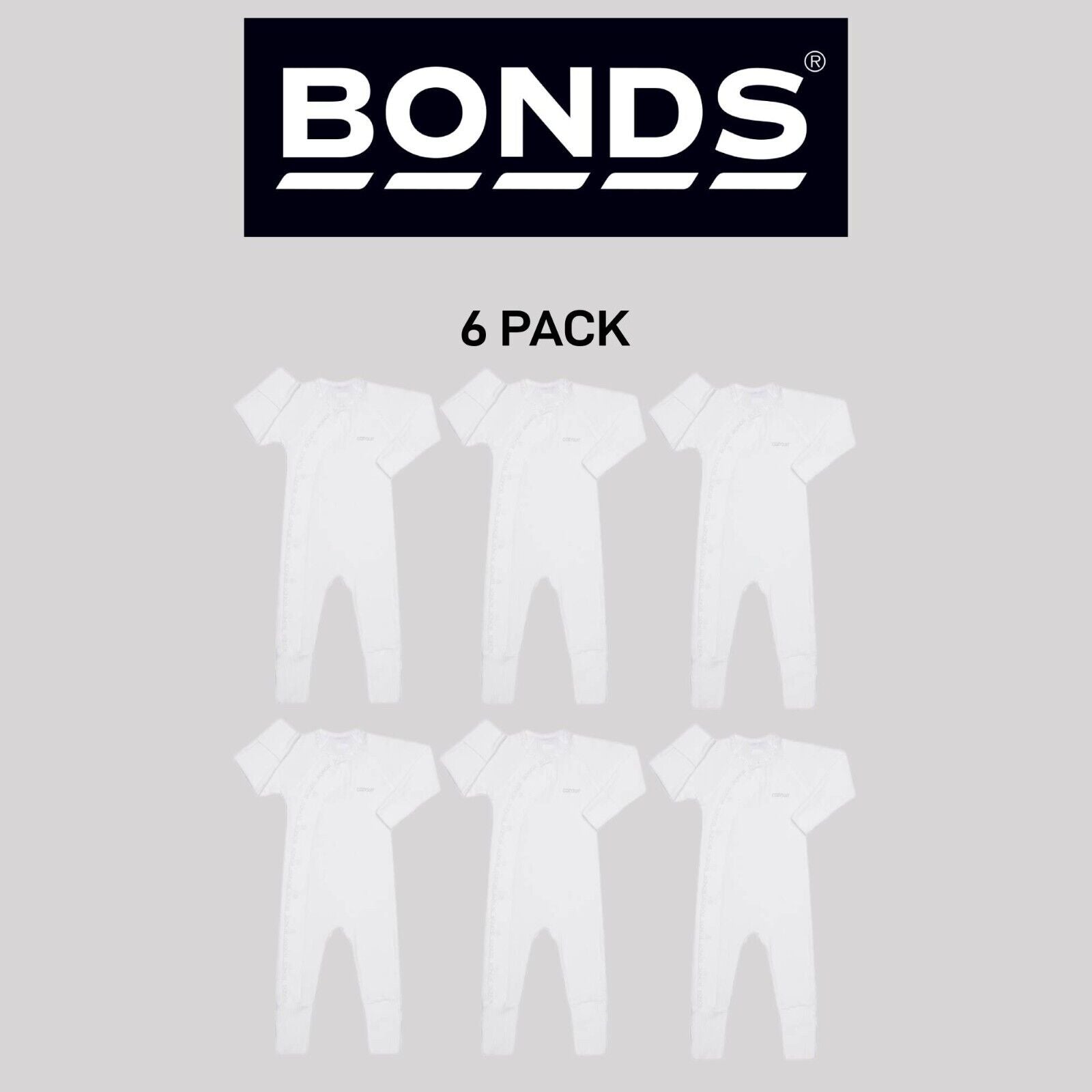 Bonds Baby Pointelle Cozysuit Branded Elastic Trim Aussie Cotton 6 Pack BXGGA