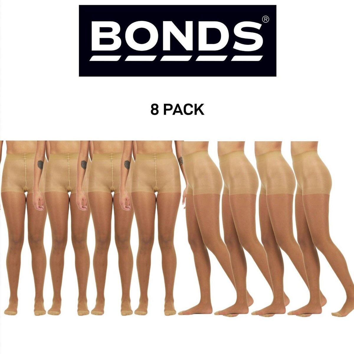 Bonds Womens Sheer Slimming Tights Comfortable Top Waistband 8 Pack L79570