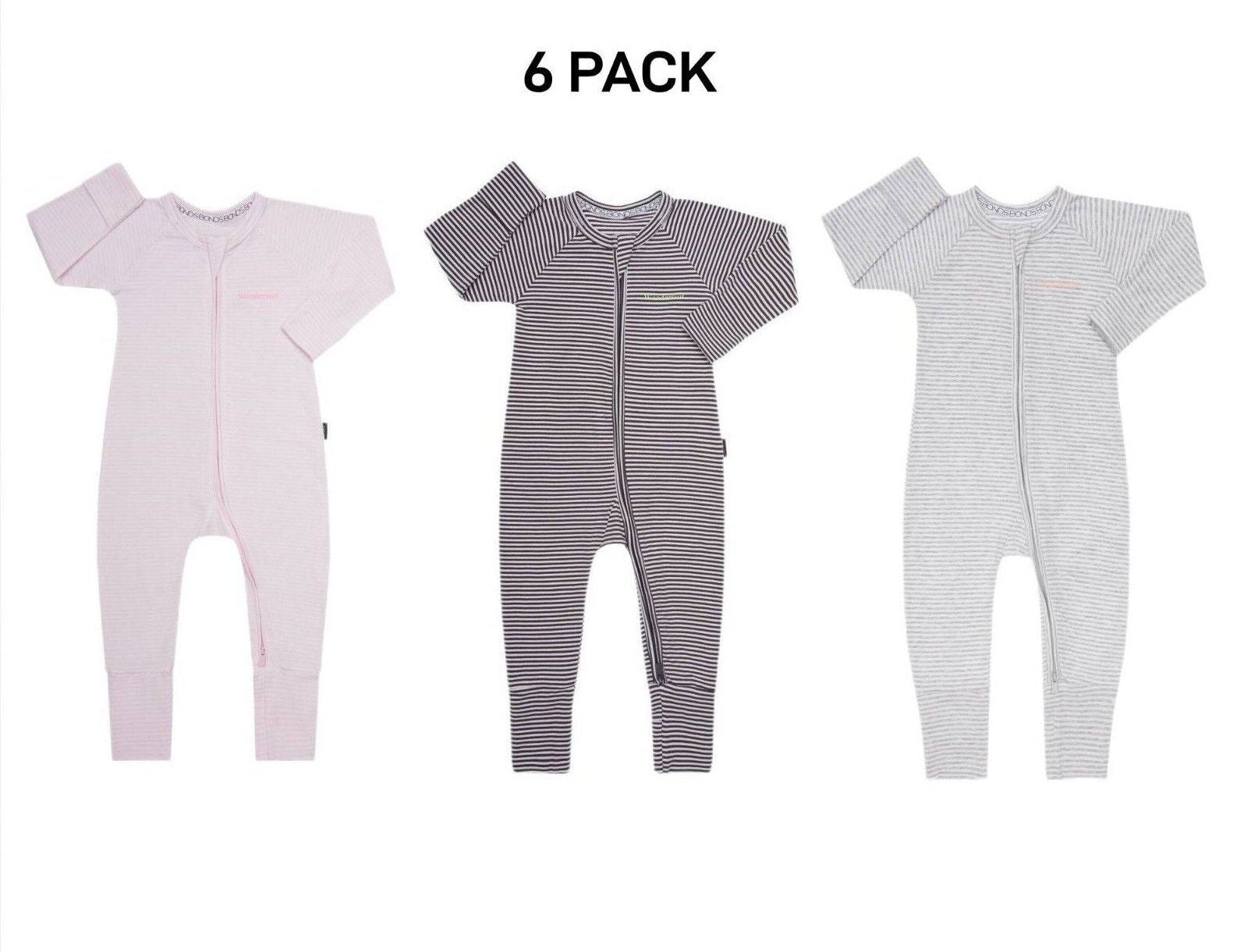 Bonds Baby Wondersuit Two-way Zip Soft Cosy & Stretchable Fabric 6 Pack BZDYM