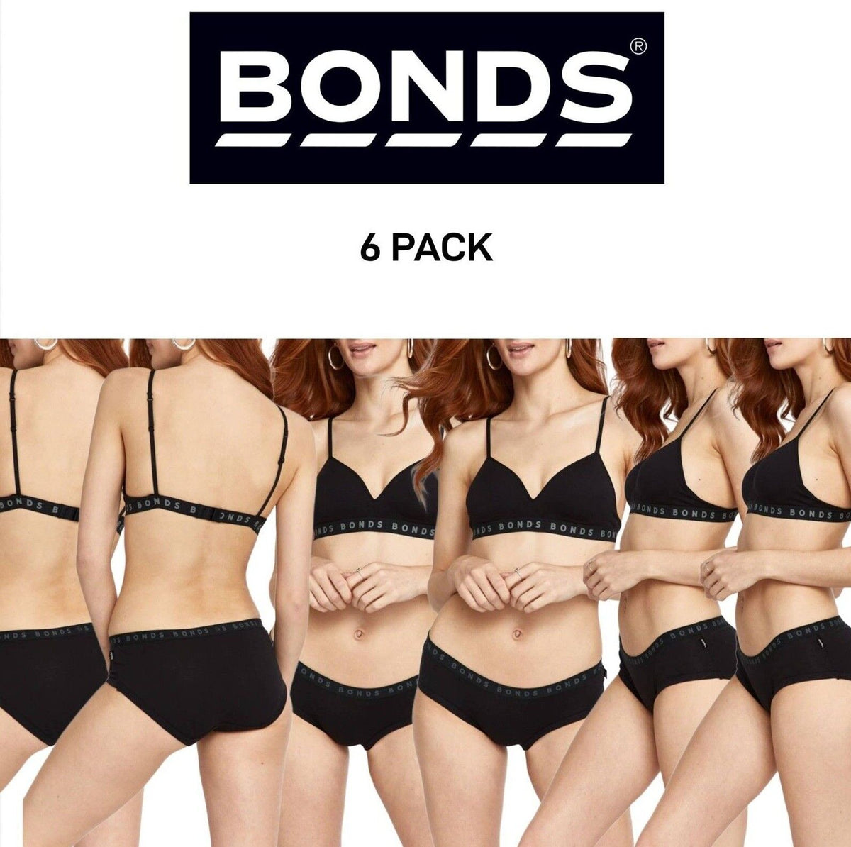 Bonds Womens Hipster Boyleg Coverage Flattering Soft & Comfy Undies 6 Pack WUVWB