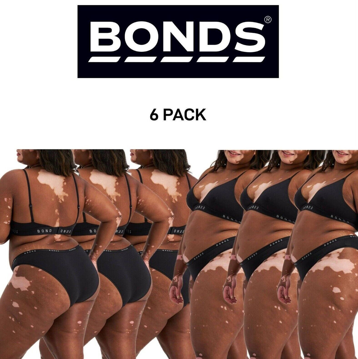 Bonds Womens Original Bikini Plain Breathable Stretchy Waist 6 Pack WVGMA