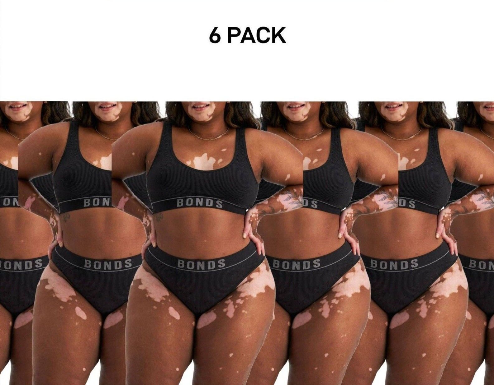 Bonds Womens Retro Rib Seamless Hi Bikini Hi Leg Smooth Stretchy 6 Pack WU8GT