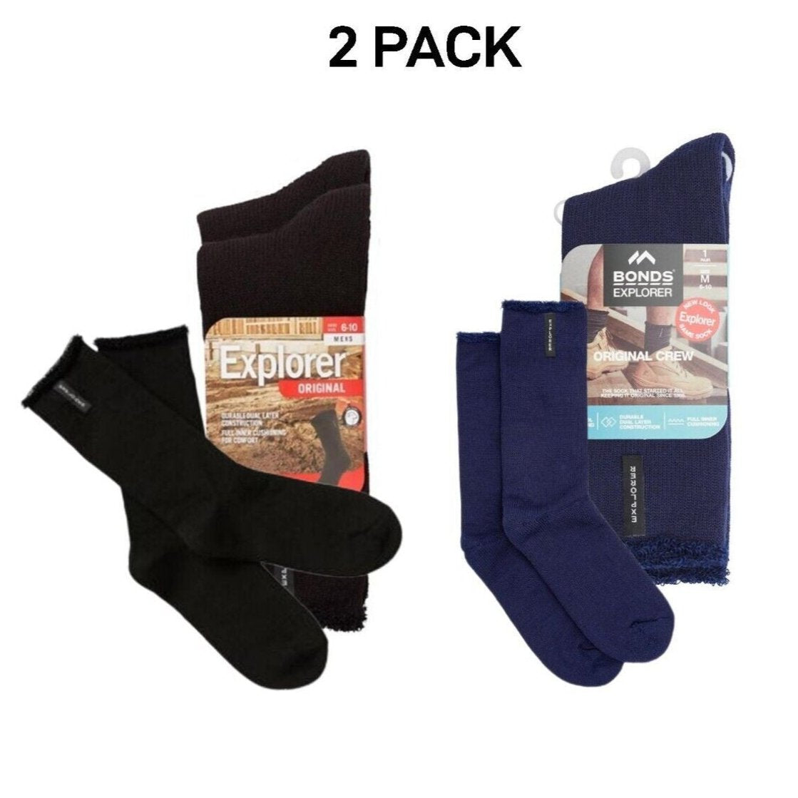 Bonds Explorer Original Breathable Comfortable Socks 2 Pack Ks S11392