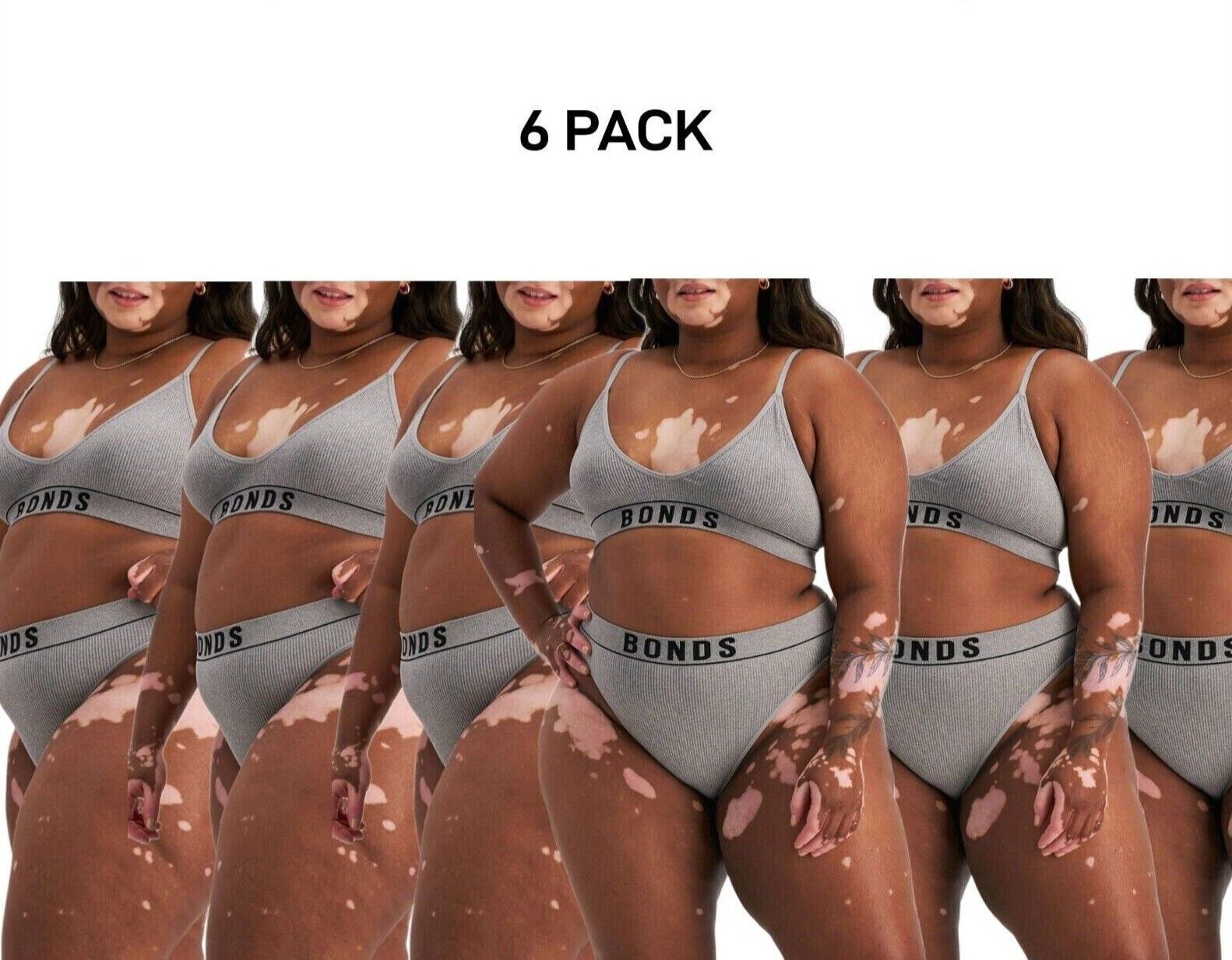 Bonds Womens Retro Rib Hi Leg Bikini Comfortable Smooth Waitband 6 Pack WU8GA