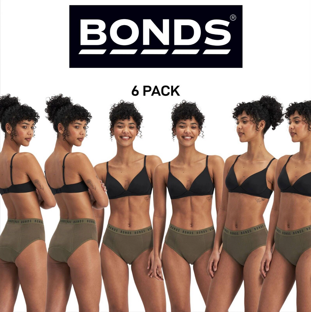 Bonds Womens Bloody Comfy Period Full Brief Heavy Absorbent Undies 6 Pack WTGLA