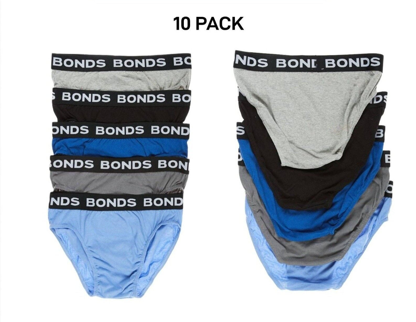 Bonds Mens Hipster Brief  Wide Comfortable Elastic Waistband 10 Pack M8DM5T