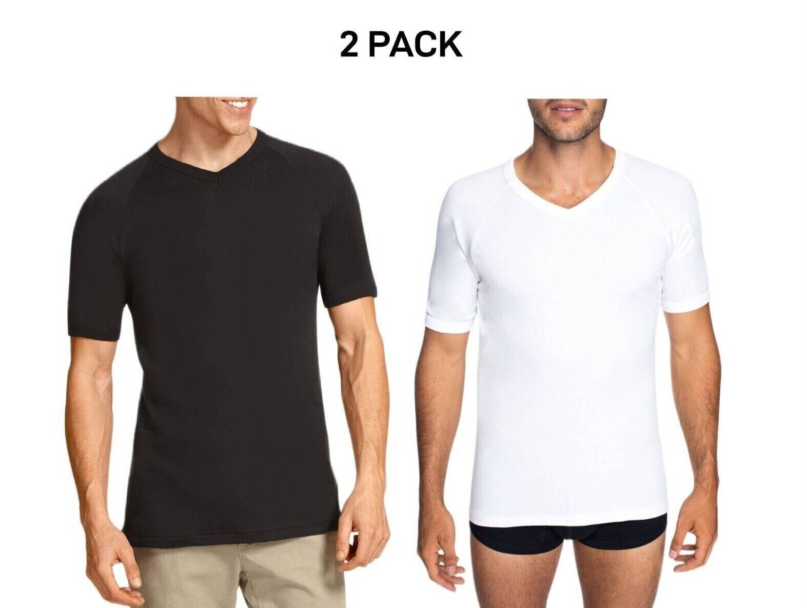 Bonds Mens Genuine V-Neck Raglan Tee Suit in Every Size and Shape 2 Pack M9762W