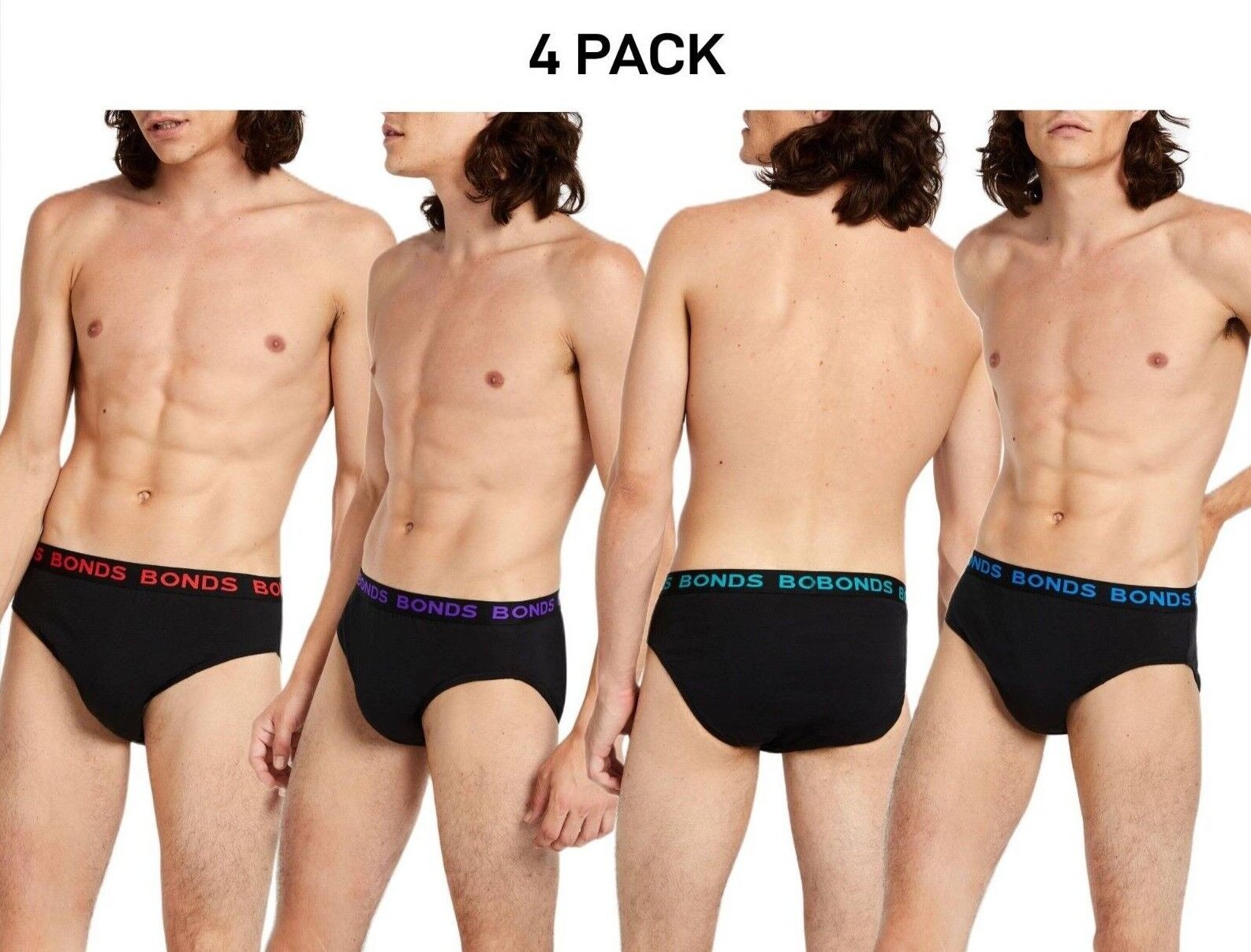 Bonds Mens Basic Hipster Briefs Cotton Stretchable Tailored Fit 4 Pack M38DM4