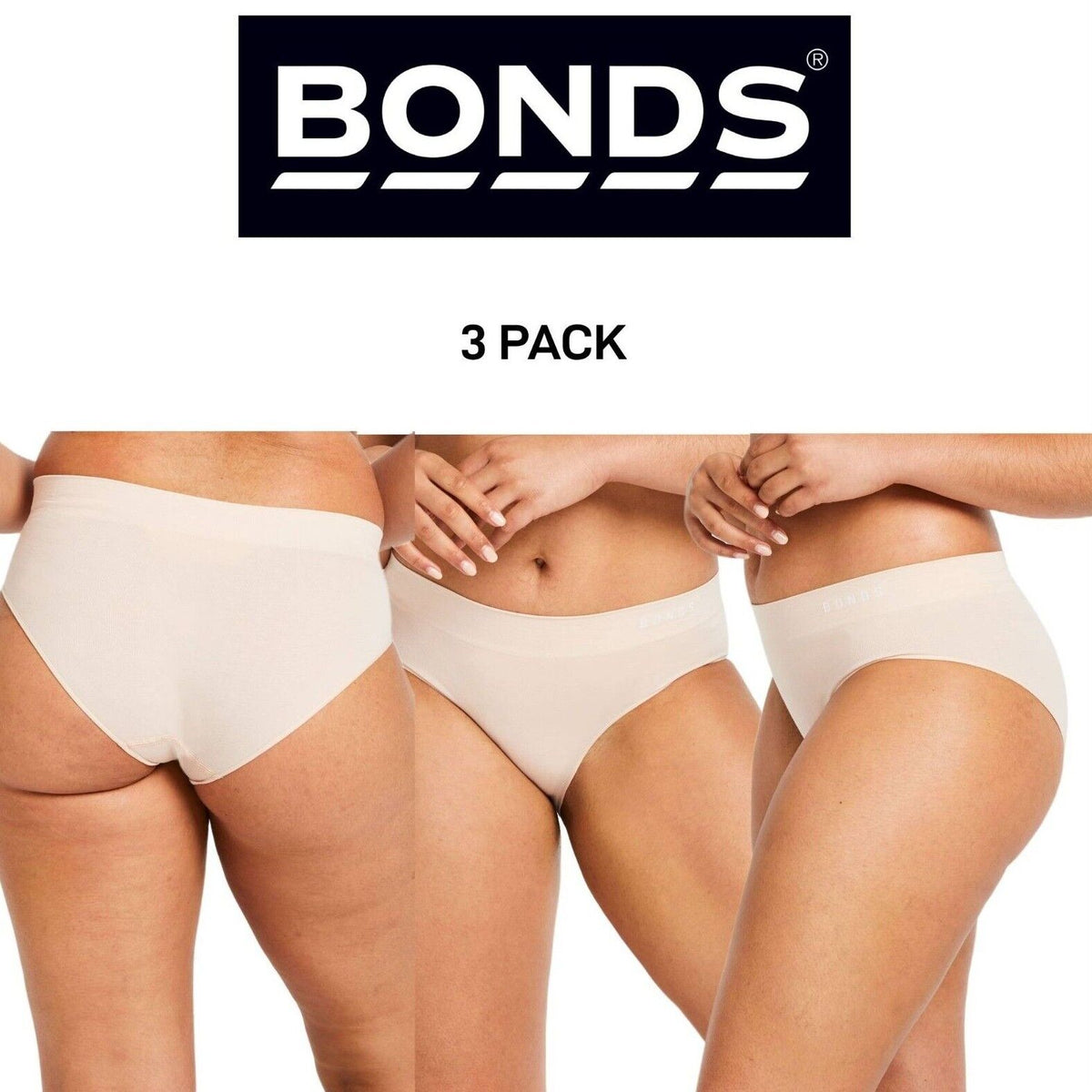 Bonds Womens Midi Seamless Smooth and Soft Breathable Brief 3 Pack WWGCA