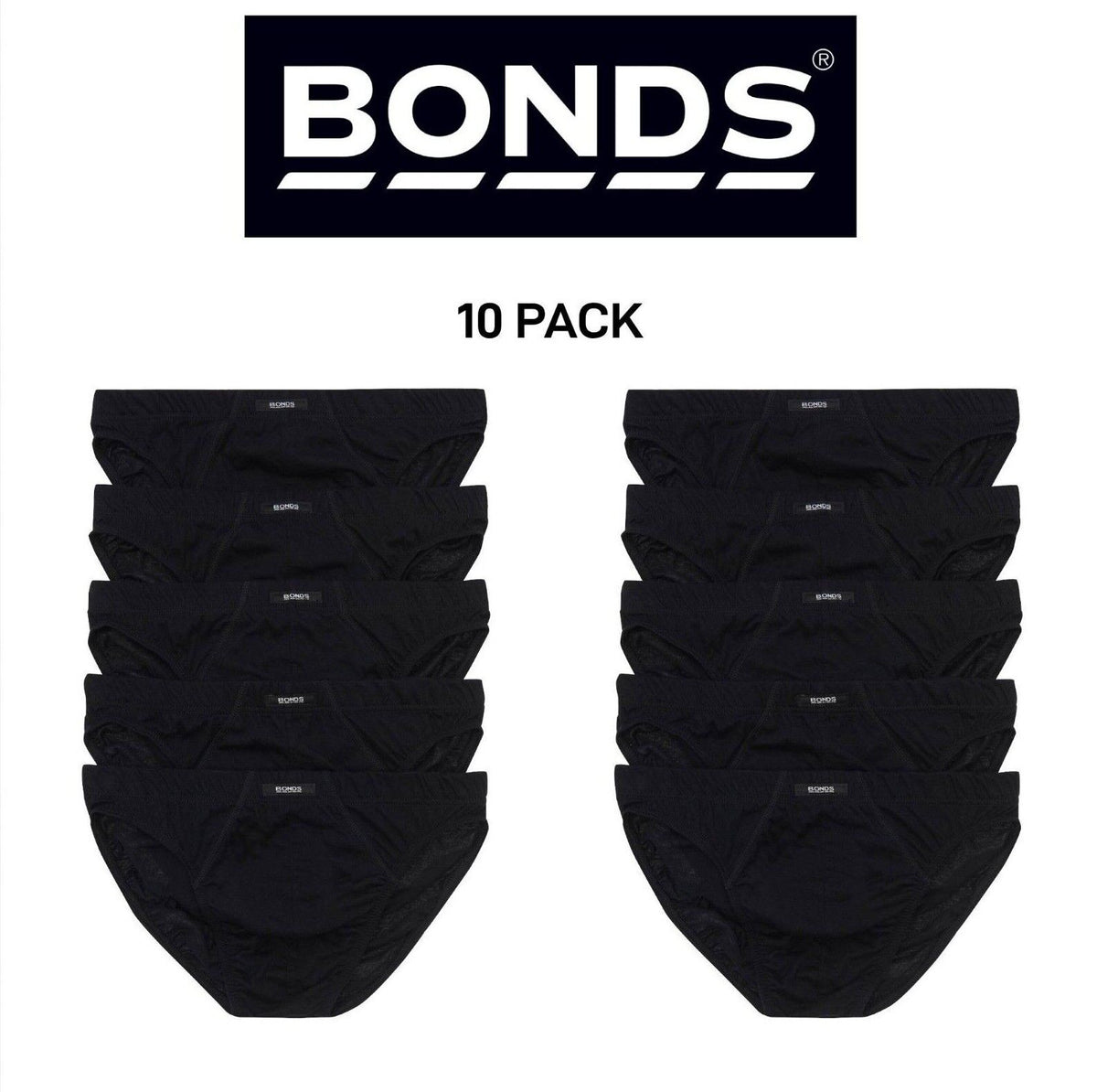 Bonds Mens Action Brief Soft Cotton and Encased Elastic Comfort 10 Pack M8OS5I