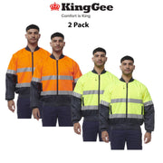 KingGee Mens 2 Pack Hi Vis Reflective Quilted Bomber Work Safety Jacket K55032