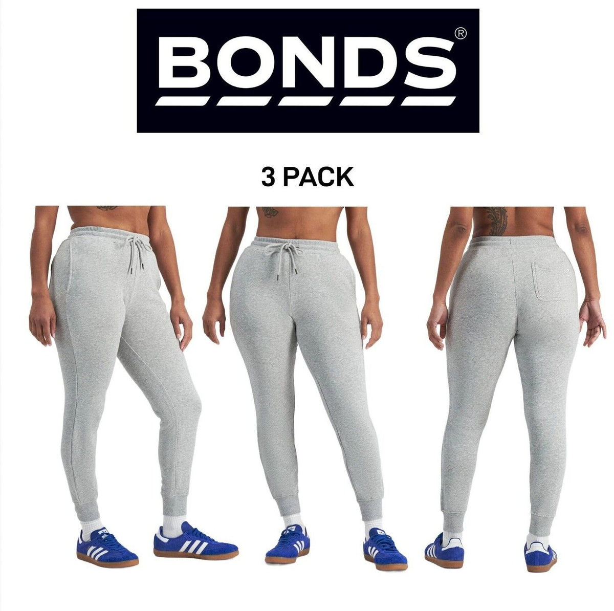 Bonds Womens Originals Skinny Trackie Pants Stretchy Flattering Fit 3 Pack CT8QI