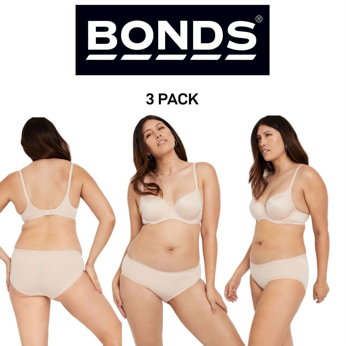 Bonds Womens Invisitails Midi Soft Lightweight Bikini Brief 3 Pack WZGJY