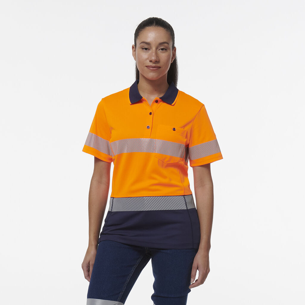 KingGee Womens Workcool Hyperfreeze Spliced Polo With Segmented Tape K44224-Collins Clothing Co