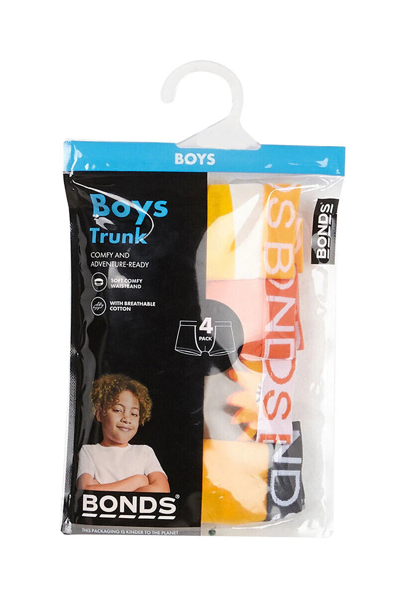 Bonds Boys Trunk Supportive Pouch with Comfy Coverage and Elastic 4 Pack UWCF4A