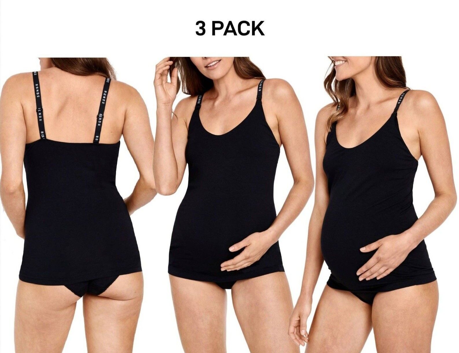 Bonds Womens Originals Maternity Support Singlet Extra Comfort 3 Pack YXF3Y