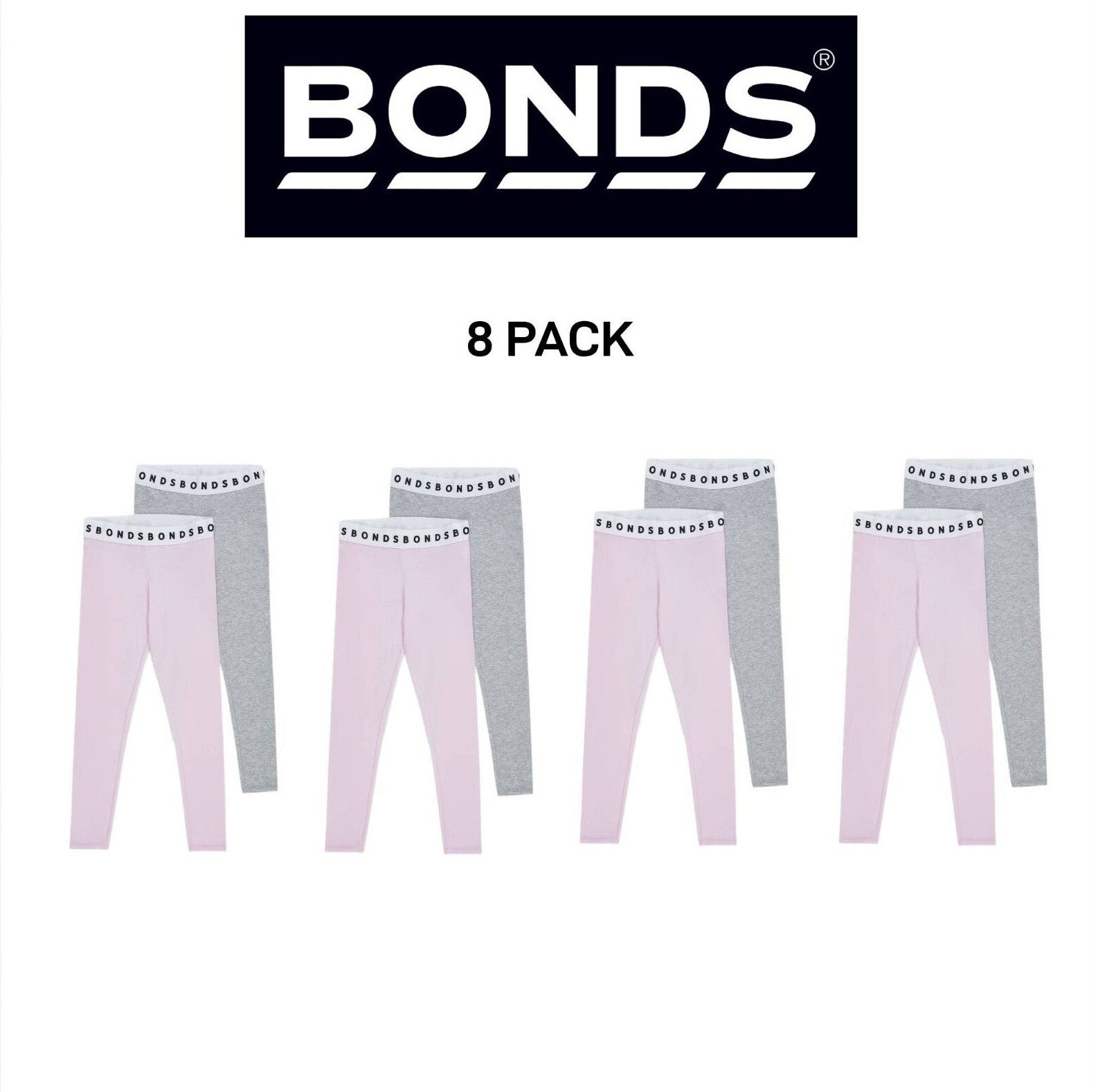 Bonds Girls Hipster Leggings Comfortable Elastic Stretchy Cotton 8 Pack KWE7K