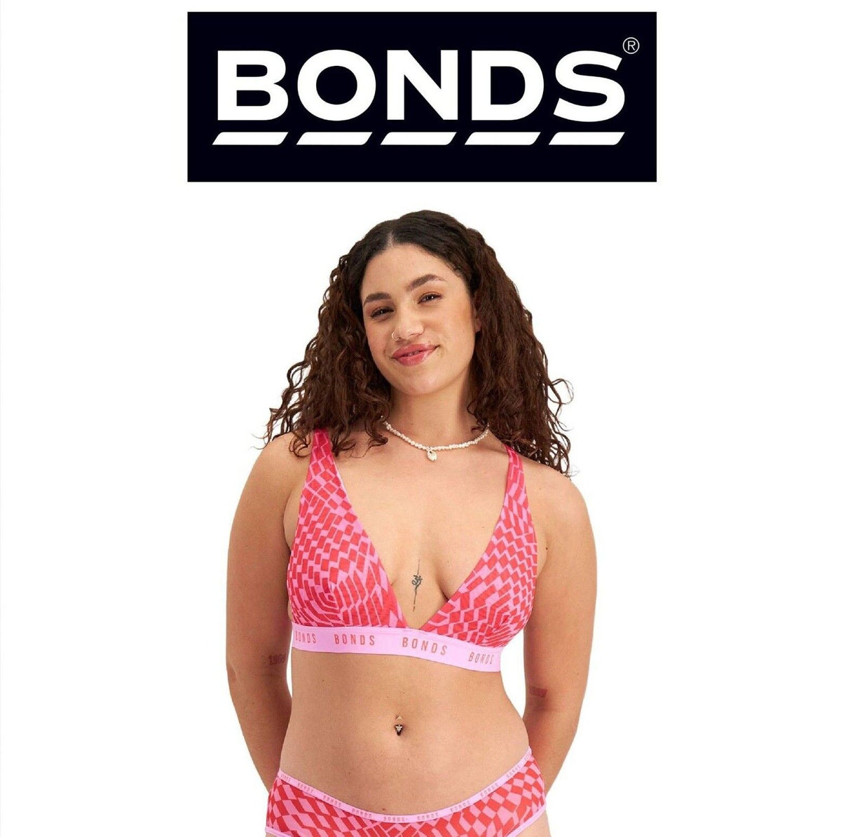 Bonds Womens Icons Mesh Deep V Crop Bra Light Comfortable Adjustable Strap WR9G