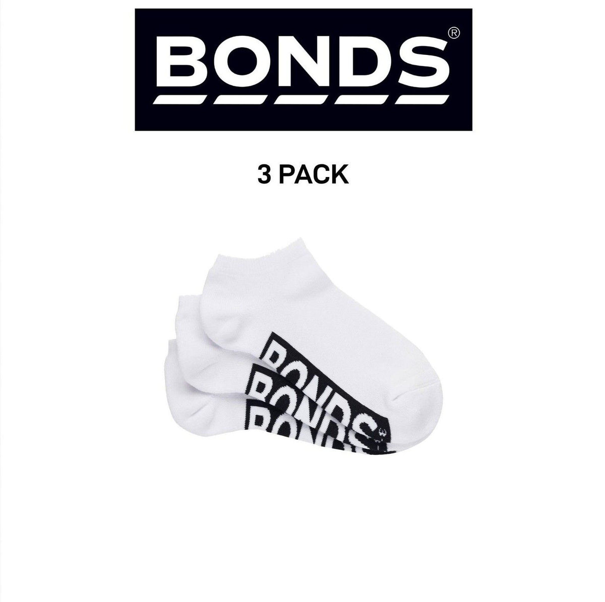 Bonds Womens Logo Cushioned Low Cut Comfy Smooth Toe Seams 3 Pack LXPY3N