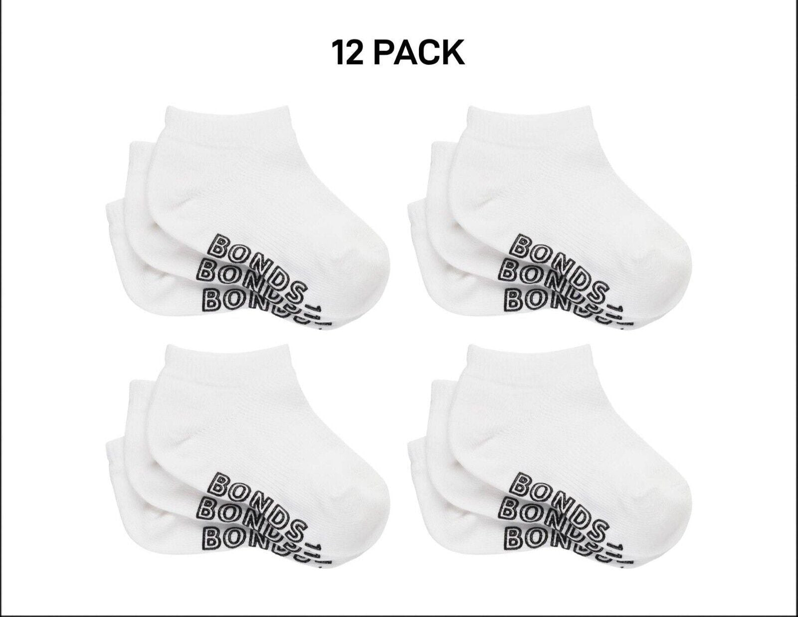 Bonds Baby Lightweght Low Cut Socks Grippy Soles & Soft Toe Seams 12 Pack RXUQ3N