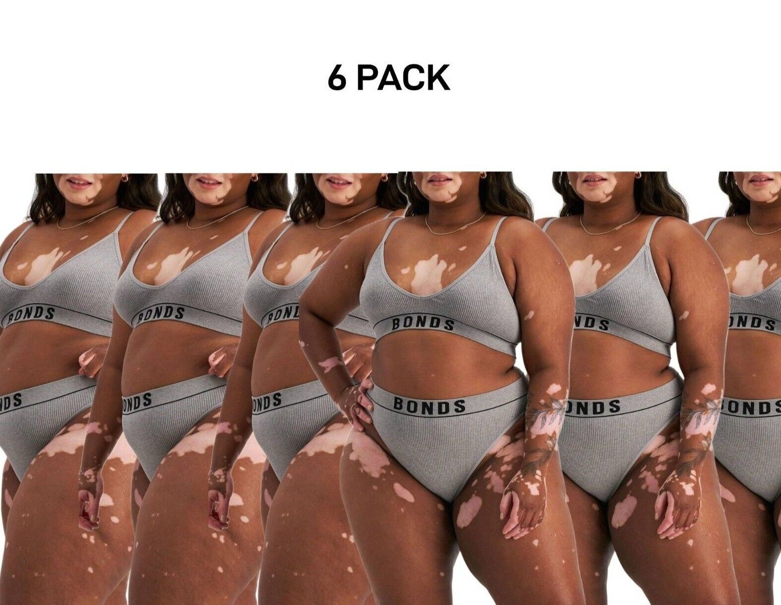 Bonds Womens Retro Rib Hi Leg Bikini Comfortable Smooth Waitband 6 Pack WU8GA