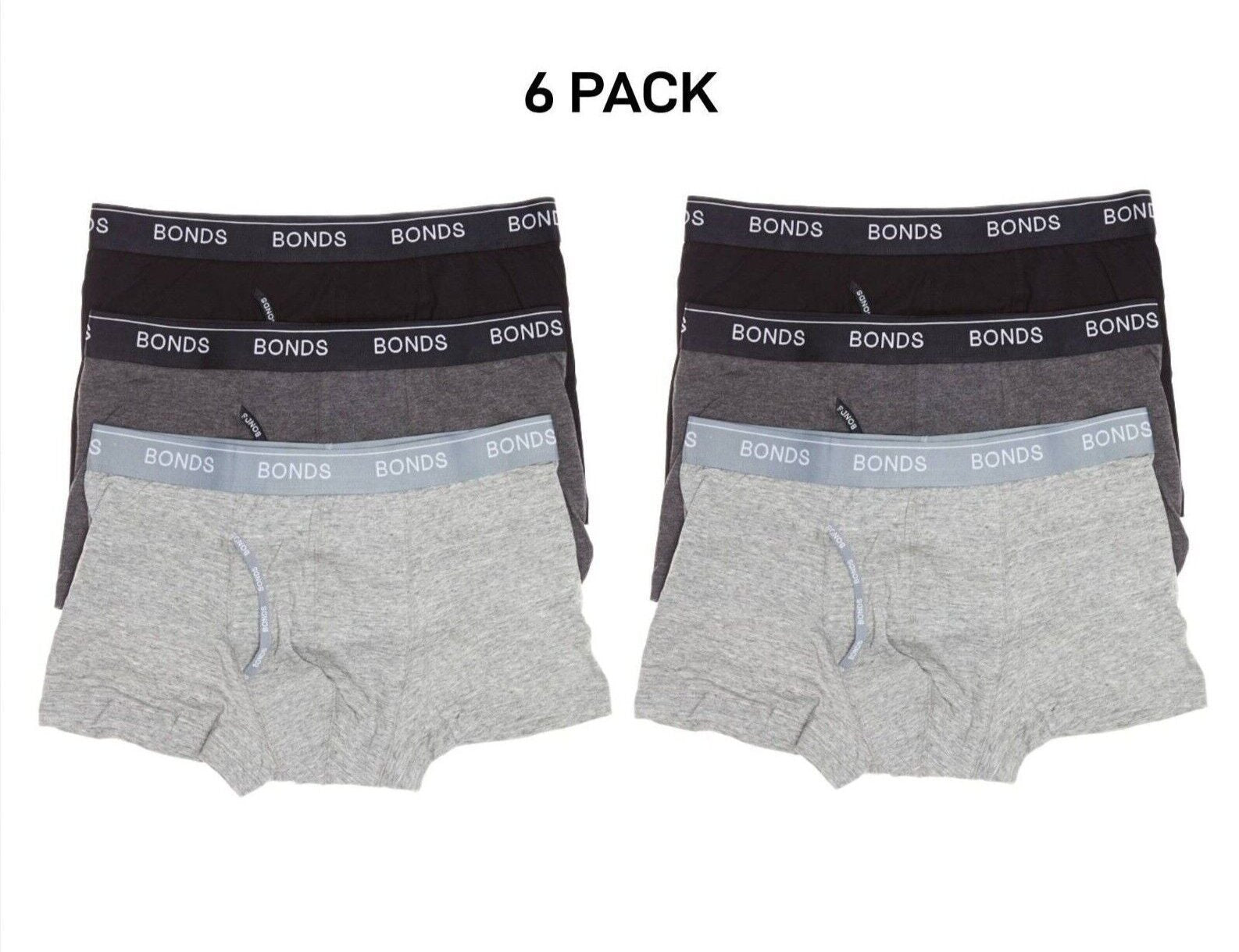 Bonds Mens Guyfront Trunk Super Soft Waistband With Logo 6 Pack MZ963A