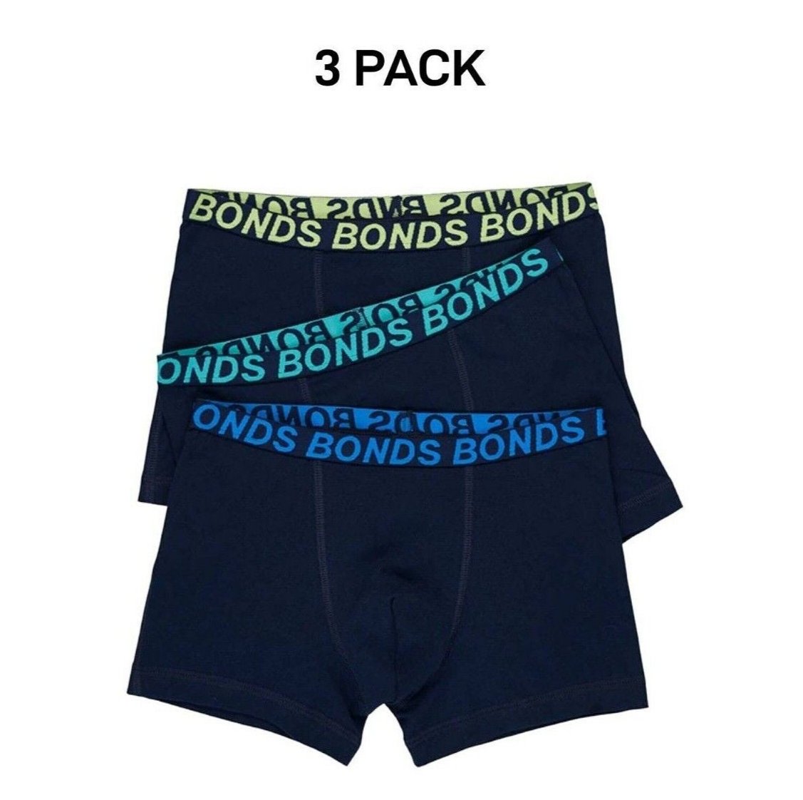 Bonds Boys Trunk Sport Moisture Wicking Cool & Dry Comfort Covered 3 Pack UWKN3A