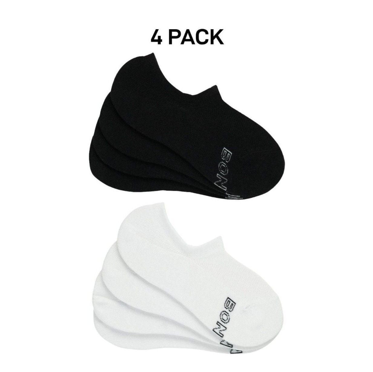 Bonds Mens Logo Light Sneaker Socks Cotton Breathable Mesh Panels 4 Pack SXKP4N