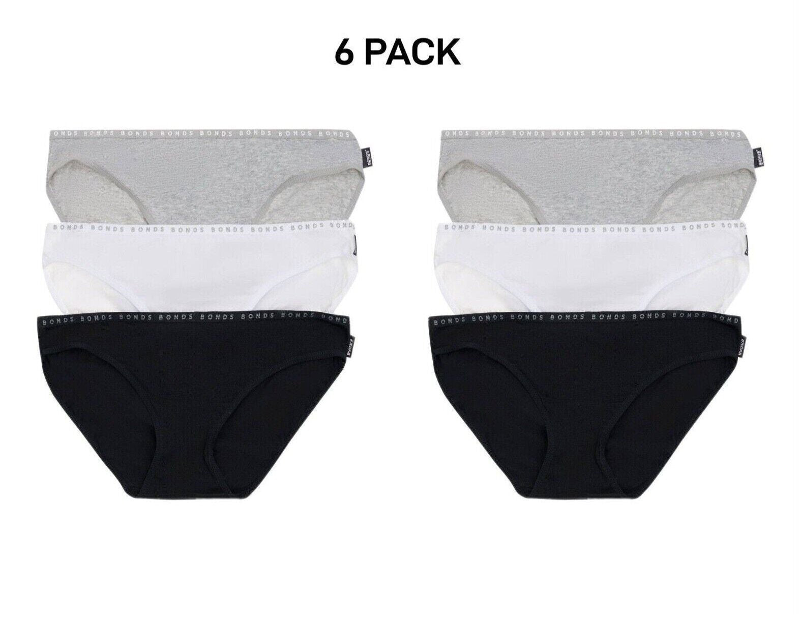 Bonds Womens Hipster Bikini Soft Cotton Low Rise Stretchy Waist 6 Pack WUFNA