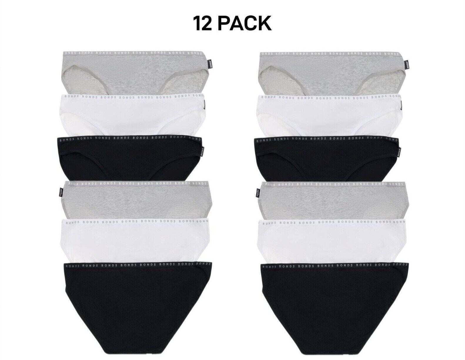 Bonds Womens Hipster Bikini Soft Cotton Low Rise Stretchy Waist 12 Pack WUFNA