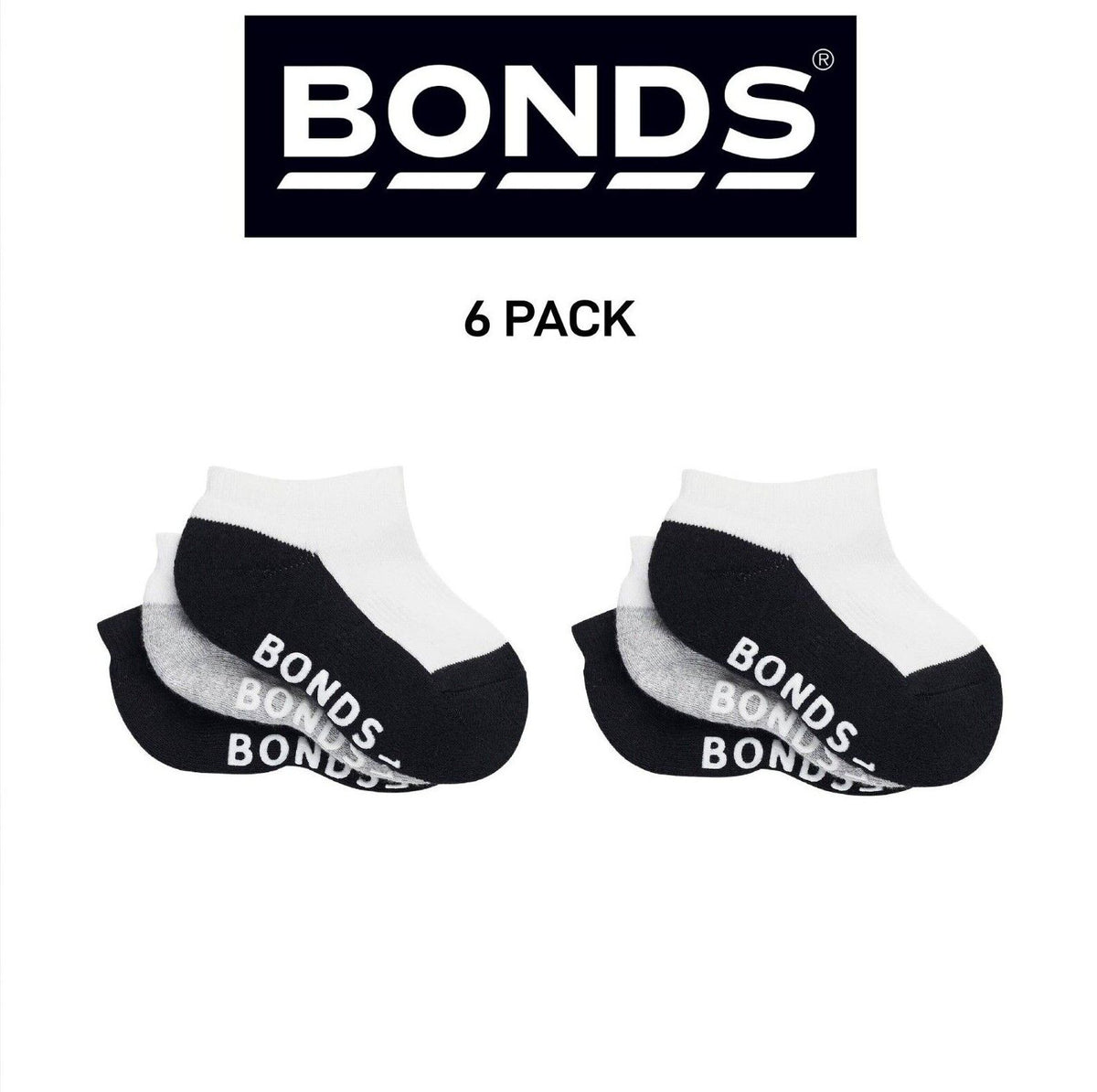 Bonds Baby Cushioned Low Cut Comfiness and Grip Soles Socks 6 Pack RXUJ3N