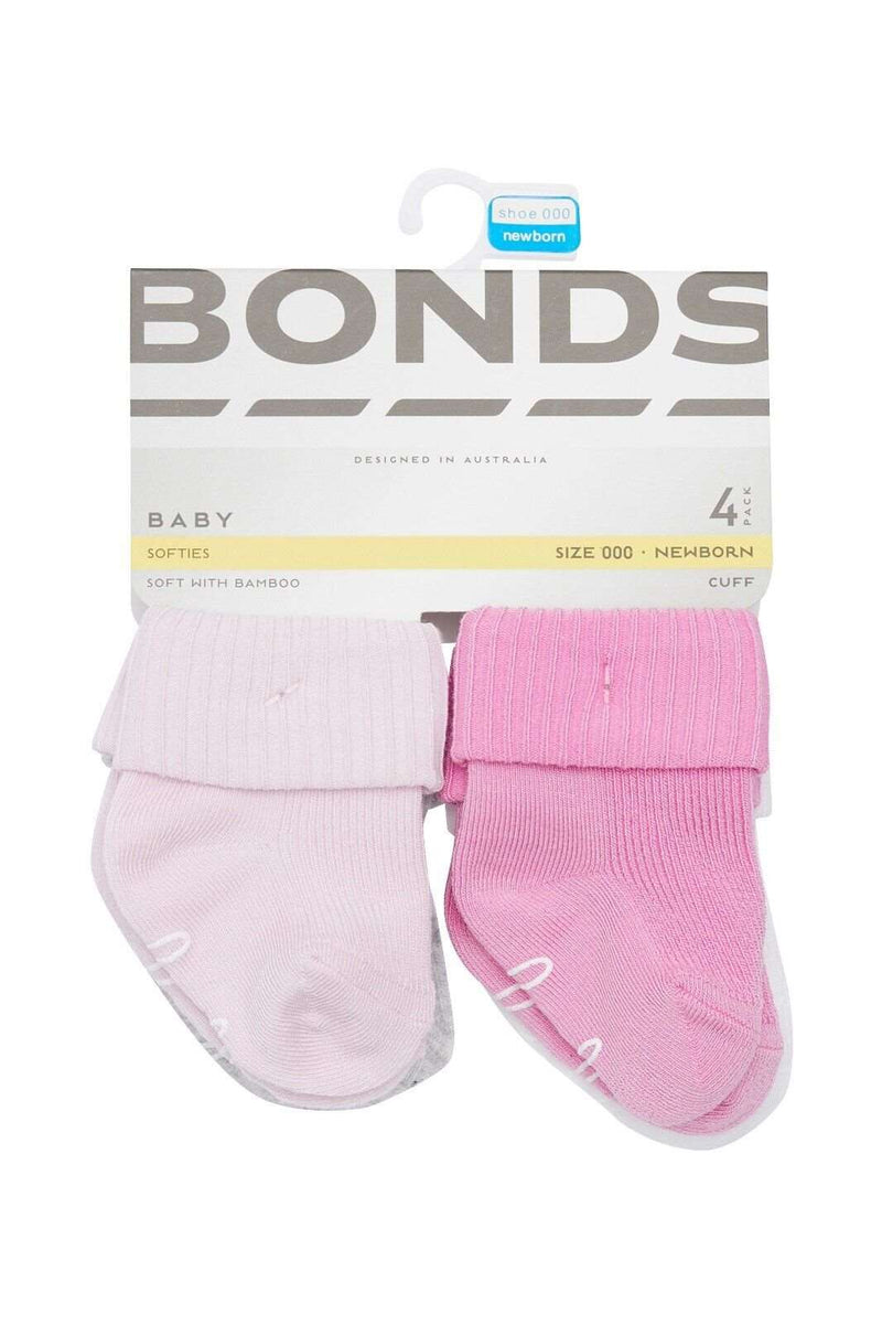 Bonds Baby Bamboo Cuff Super Soft and Feature Fun Colours 4 Pack R41354