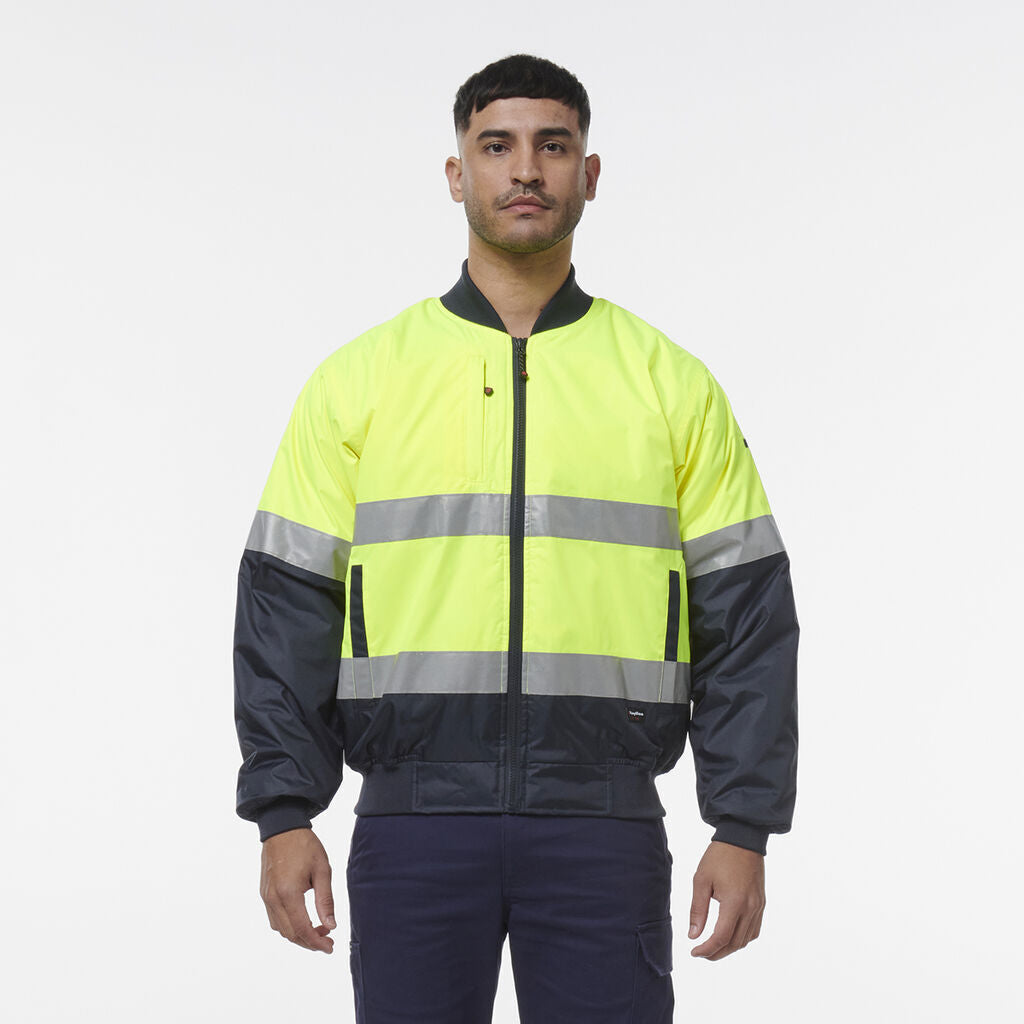 KingGee Mens Hi Vis Reflective Quilted Bomber Work Safety Jacket K55032