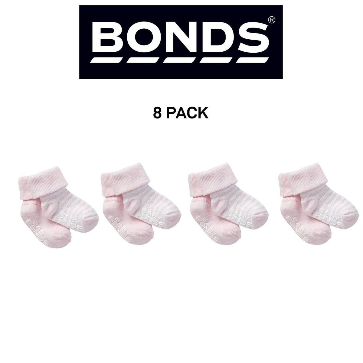 Bonds Baby Classics Cuff Non Slip Grip Sole Fine Toe Seams 8 Pack RYY82N