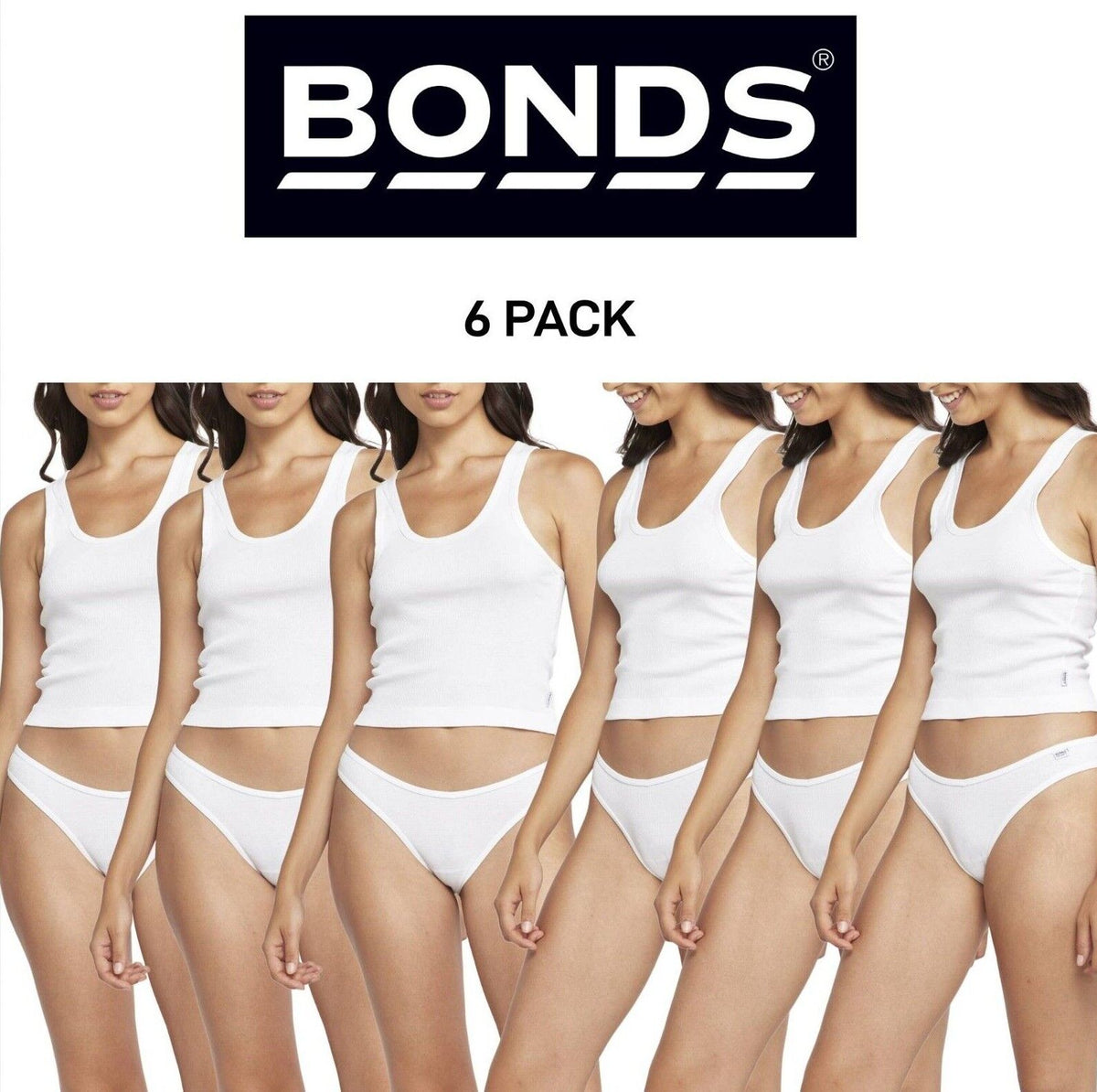 Bonds Womens Organics Ribbed Bikini Soft Skin Comfort Classic Brief 6 Pack WTHU
