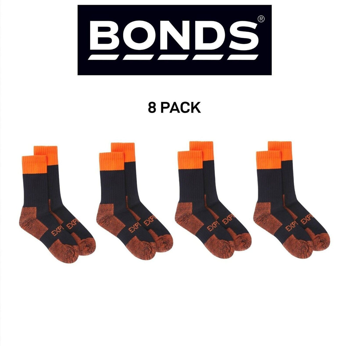 Bonds Mens Explorer Tough Work Durable Dual Layer Cotton 8 Pack SYNJ2W