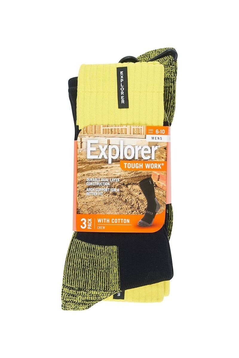 Bonds Mens Explorer Tough Work Crew Comfortable Soft Cotton Sock 3 Pack SYNH3N