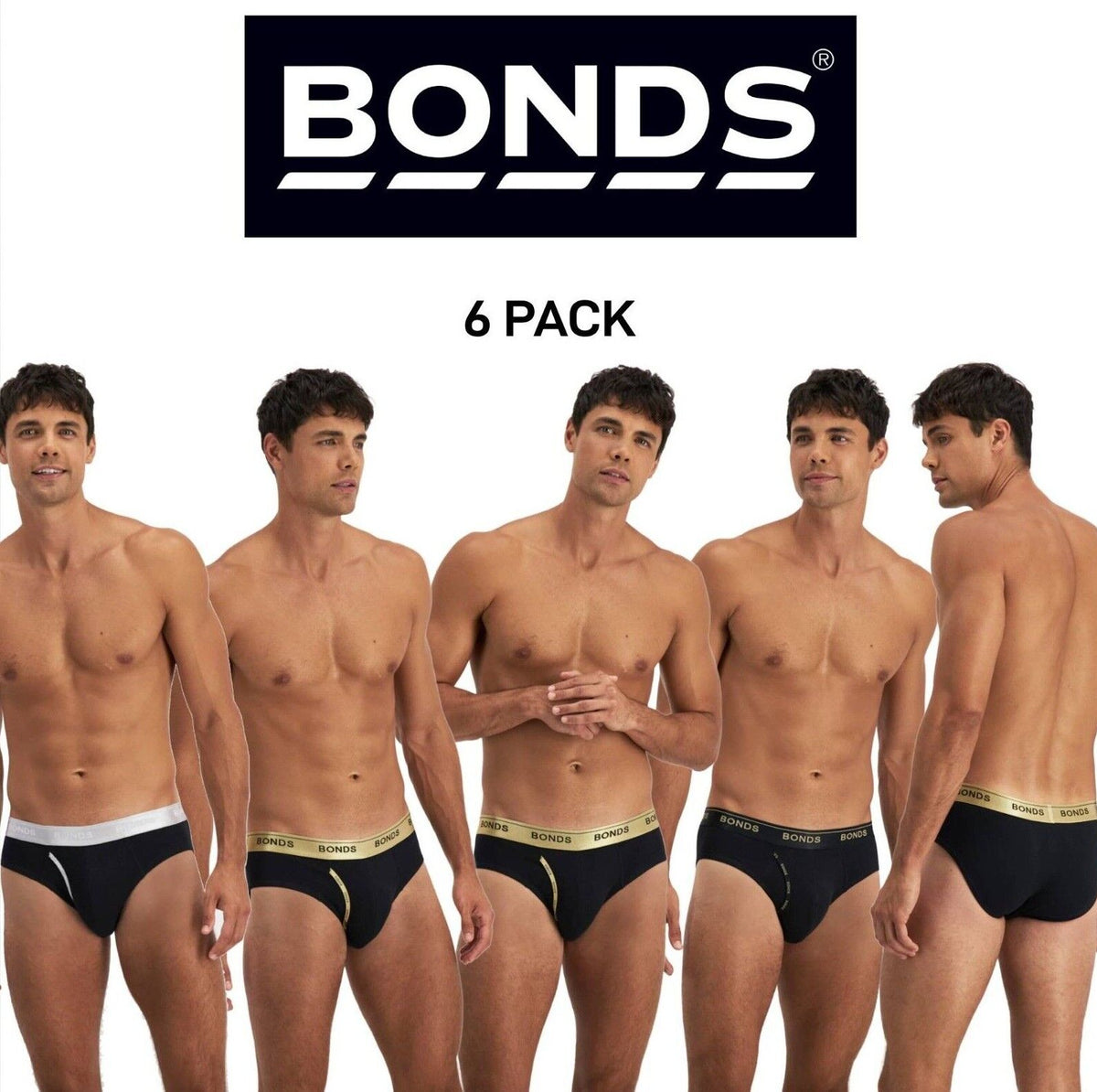 Bonds Mens Guyfront Brief Functional Fly Front Claasic Styling 6 Pack MWKU3A