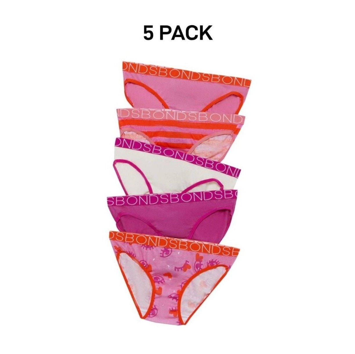 Bonds Girls Bikini Soft and Stretchy Perfect Everyday Coverage 5 Pack UWNV5A