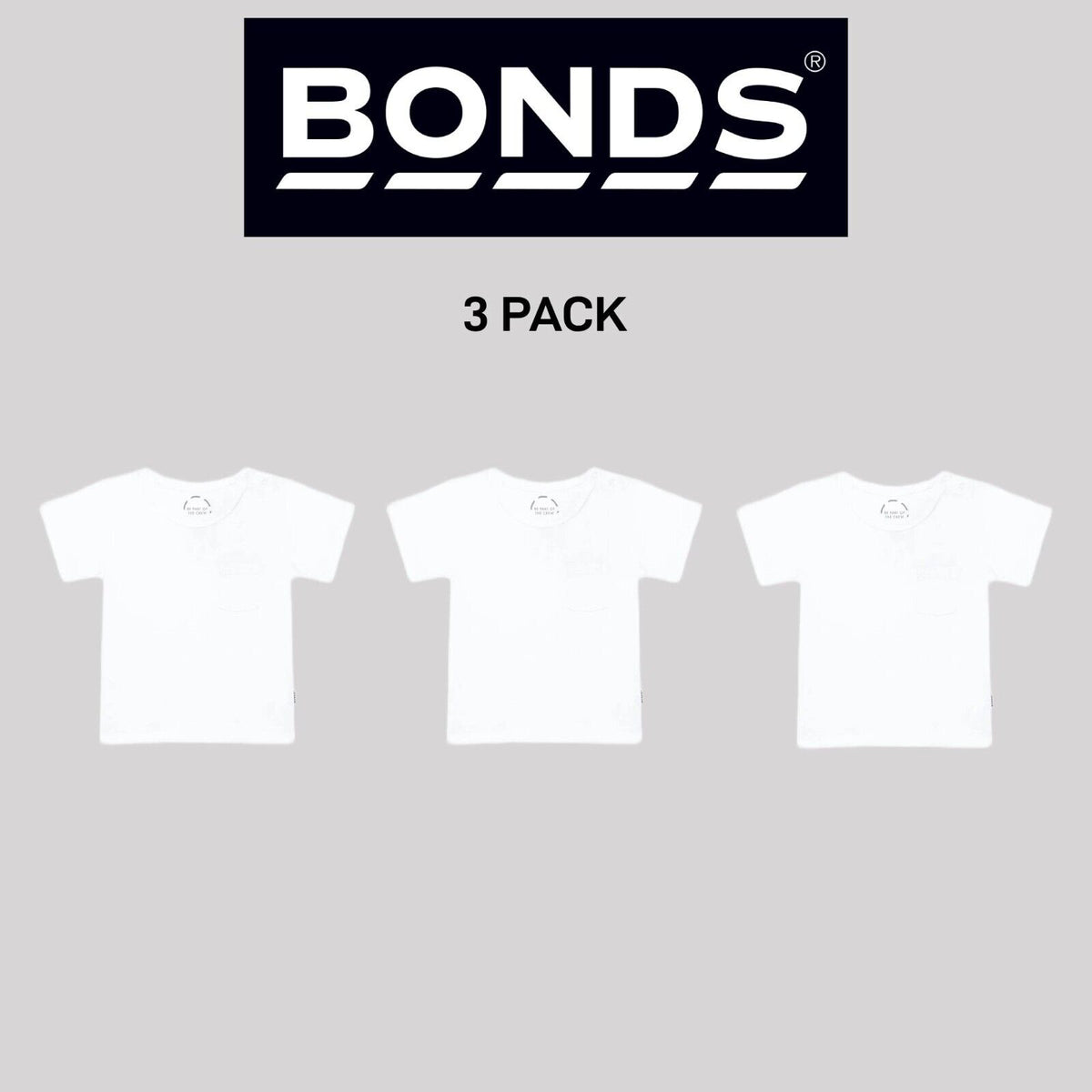 Bonds Baby Short Sleeve Crew Tee Ultimate Lightweight Soft Cotton 3 Pack KVRHA