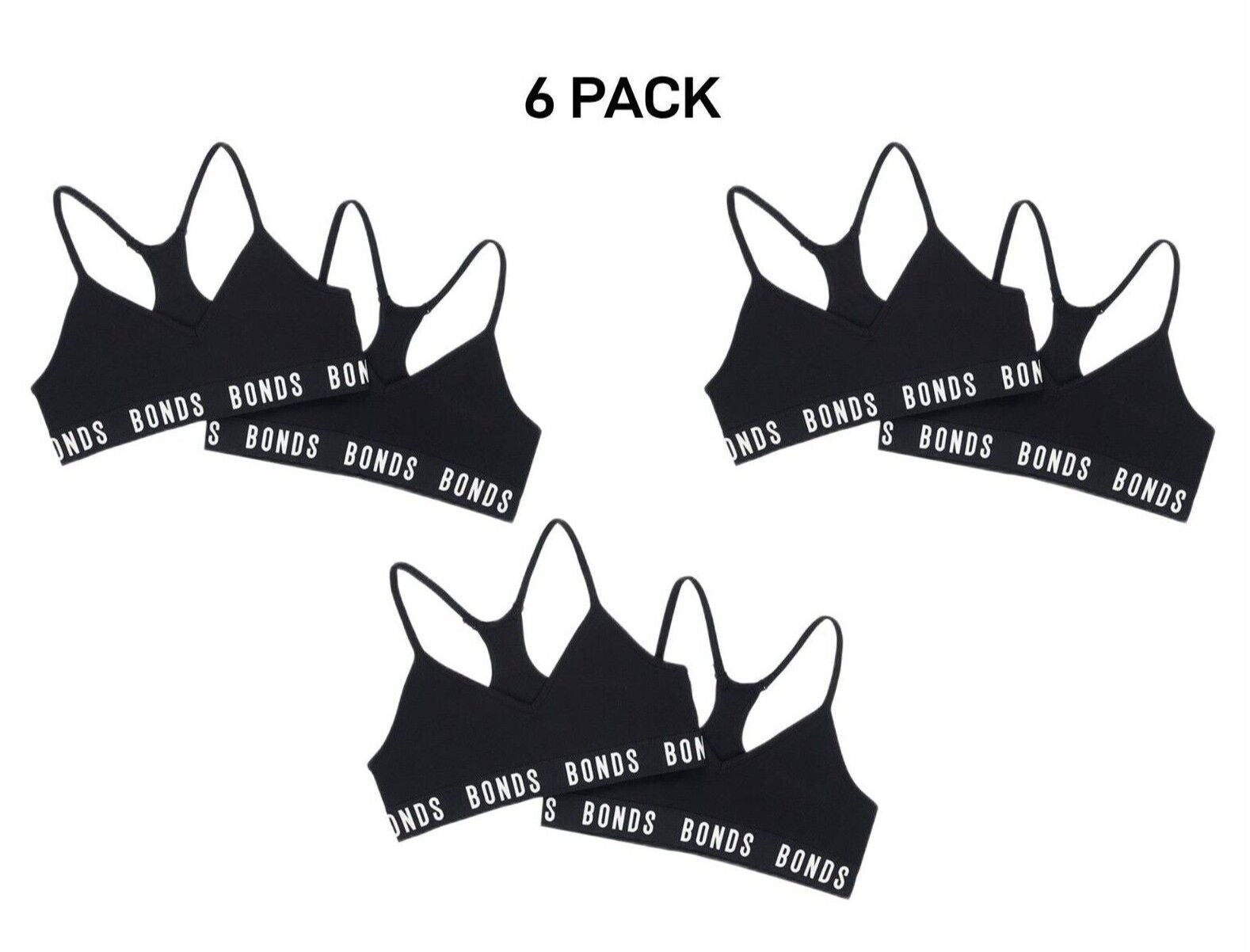 Bonds Girls Super Stretchies Racer Crop Double Layered Front 6 Pack UXNK2A
