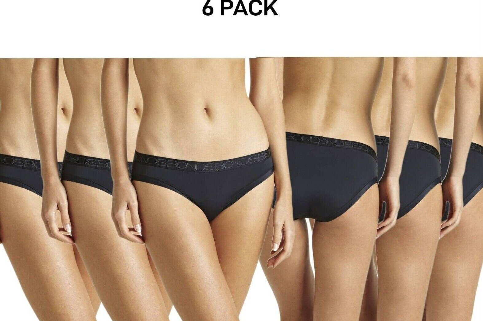 Bonds Womens Invisitails Bikini Lightweight Smooth Leg Band Brief 6 Pack WZ5WBY