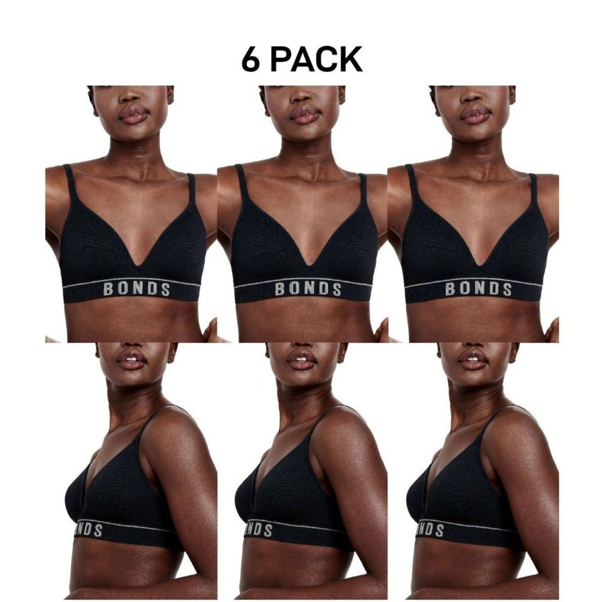 Bonds Womens Retro Rib Wirefree Tee Bra Comfortable & Stretchable 6 Pack YXF7Y